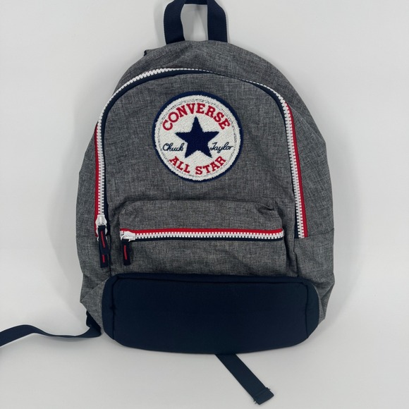Converse Other - Converse Chuck Taylor All Star Backpack Gray Navy Blue Red Patch Logo Bag